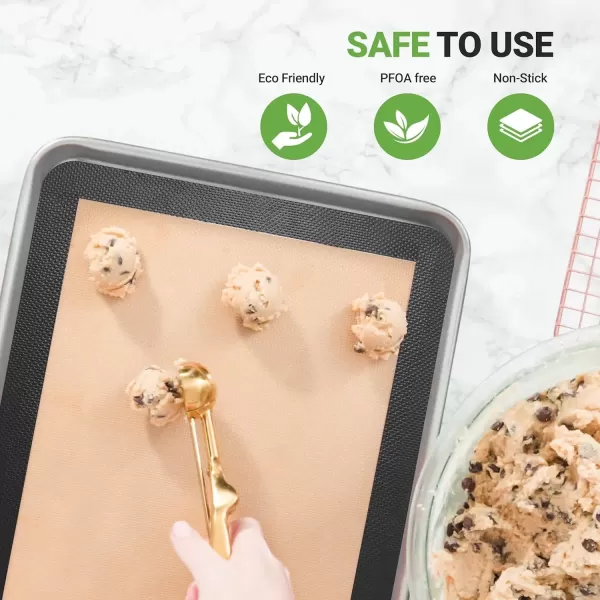imageNutrichef Silicone Baking Mats  2 Nonstick FoodGrade Silicone Mats  Perfect for Full Baking Pans 244 x 165 IN  Ovensafe Up to 480 Degrees F  Suitable for Ovens Freezers ampamp Dishwashers  BlackBlack