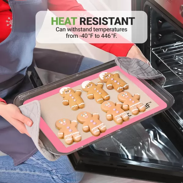 imageNutrichef Silicone Baking Mats  2 Nonstick FoodGrade Silicone Mats  Perfect for Full Baking Pans 244 x 165 IN  Ovensafe Up to 480 Degrees F  Suitable for Ovens Freezers ampamp Dishwashers  BlackPink
