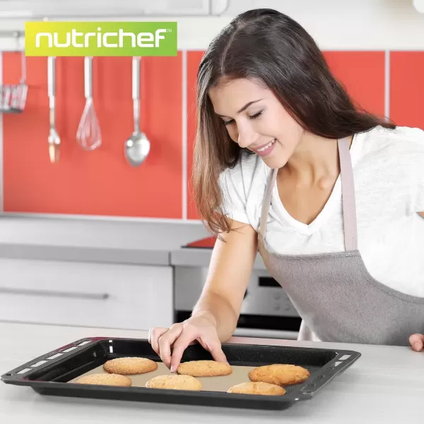 imageNutrichef Silicone Baking Mats  2 Nonstick FoodGrade Silicone Mats  Perfect for Full Baking Pans 244 x 165 IN  Ovensafe Up to 480 Degrees F  Suitable for Ovens Freezers ampamp Dishwashers  BlackBlack