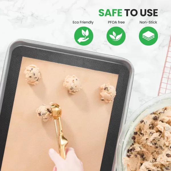 imageNutrichef Silicone Baking Mats  2 Nonstick FoodGrade Silicone Mats  Perfect for Full Baking Pans 244 x 165 IN  Ovensafe Up to 480 Degrees F  Suitable for Ovens Freezers ampamp Dishwashers  BlackBlack