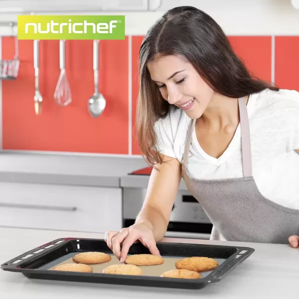 imageNutrichef Silicone Baking Mats  2 Nonstick FoodGrade Silicone Mats  Perfect for Full Baking Pans 244 x 165 IN  Ovensafe Up to 480 Degrees F  Suitable for Ovens Freezers ampamp Dishwashers  BlackGray