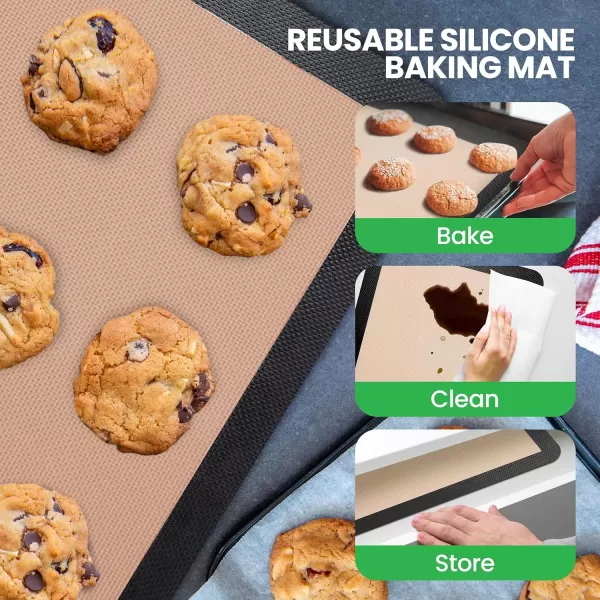 imageNutrichef Silicone Baking Mats  2 Nonstick FoodGrade Silicone Mats  Perfect for Full Baking Pans 244 x 165 IN  Ovensafe Up to 480 Degrees F  Suitable for Ovens Freezers ampamp Dishwashers  BlackBlack