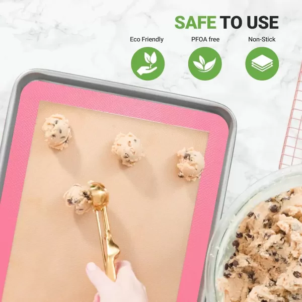 imageNutrichef Silicone Baking Mats  2 Nonstick FoodGrade Silicone Mats  Perfect for Full Baking Pans 244 x 165 IN  Ovensafe Up to 480 Degrees F  Suitable for Ovens Freezers ampamp Dishwashers  BlackPink
