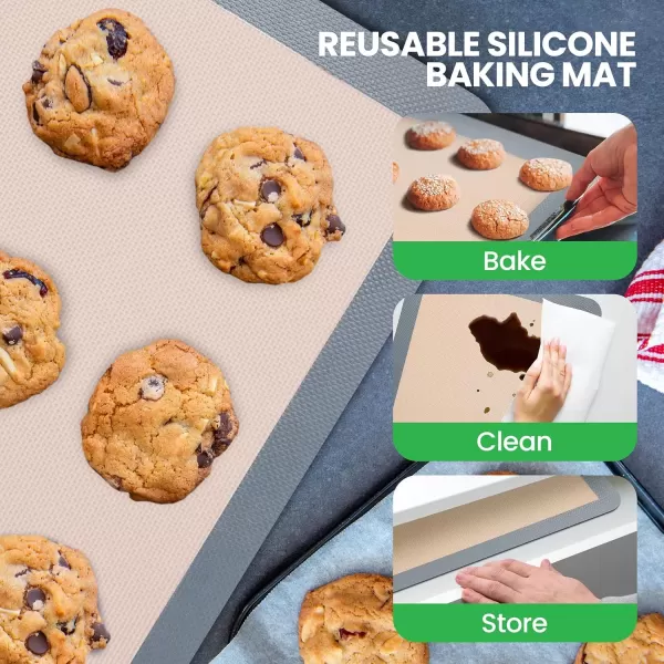 imageNutrichef Silicone Baking Mats  2 Nonstick FoodGrade Silicone Mats  Perfect for Full Baking Pans 244 x 165 IN  Ovensafe Up to 480 Degrees F  Suitable for Ovens Freezers ampamp Dishwashers  BlackGray