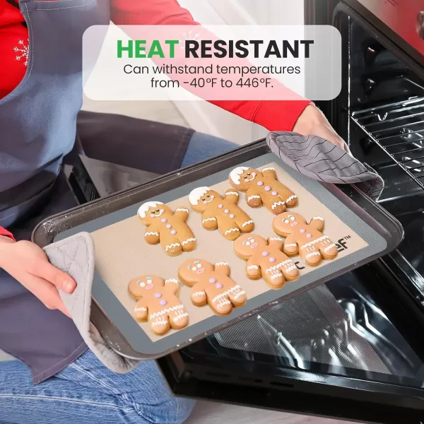 imageNutrichef Silicone Baking Mats  2 Nonstick FoodGrade Silicone Mats  Perfect for Full Baking Pans 244 x 165 IN  Ovensafe Up to 480 Degrees F  Suitable for Ovens Freezers ampamp Dishwashers  BlackGray