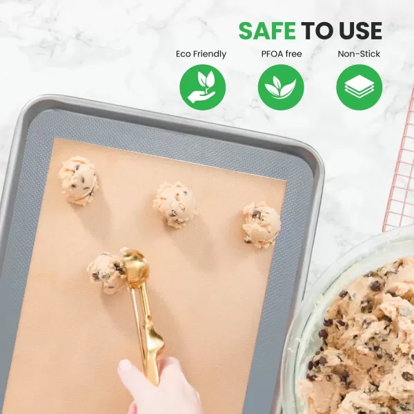 imageNutrichef Silicone Baking Mats  2 Nonstick FoodGrade Silicone Mats  Perfect for Full Baking Pans 244 x 165 IN  Ovensafe Up to 480 Degrees F  Suitable for Ovens Freezers ampamp Dishwashers  BlackGray
