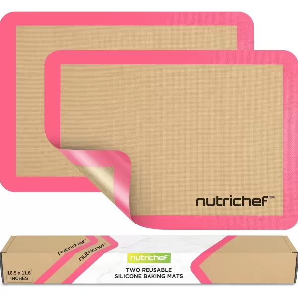 imageNutrichef Silicone Baking Mats  2 Nonstick FoodGrade Silicone Mats  Perfect for Full Baking Pans 244 x 165 IN  Ovensafe Up to 480 Degrees F  Suitable for Ovens Freezers ampamp Dishwashers  BlackPink