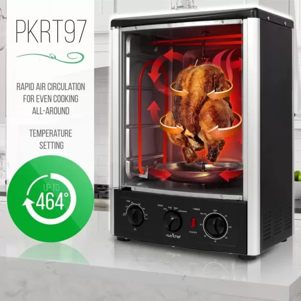 imageNutrichef Upgraded MultiFunction Rotisserie Oven  Vertical Countertop Oven with Bake Turkey Thanksgiving Broil Roasting Kebab Rack with Adjustable Settings 2 Shelves 1500 Watt  AZPKRT97