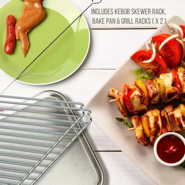 imageNutrichef Upgraded MultiFunction Rotisserie Oven  Vertical Countertop Oven with Bake Turkey Thanksgiving Broil Roasting Kebab Rack with Adjustable Settings 2 Shelves 1500 Watt  AZPKRT97