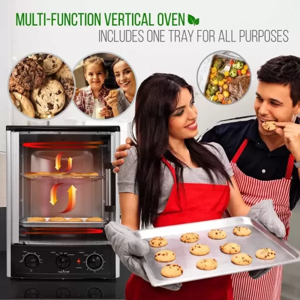 imageNutrichef Upgraded MultiFunction Rotisserie Oven  Vertical Countertop Oven with Bake Turkey Thanksgiving Broil Roasting Kebab Rack with Adjustable Settings 2 Shelves 1500 Watt  AZPKRT97