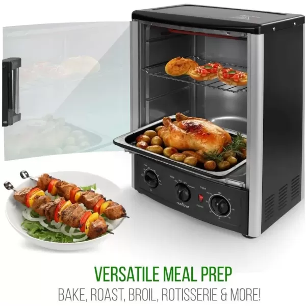 imageNutrichef Upgraded MultiFunction Rotisserie Oven  Vertical Countertop Oven with Bake Turkey Thanksgiving Broil Roasting Kebab Rack with Adjustable Settings 2 Shelves 1500 Watt  AZPKRT97