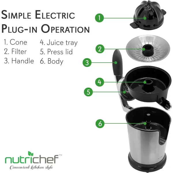 imageStainless Steel Electric Juicer Machine  160W Power Juice Press Citrus Juicer ampamp Squeezer Masticating Machine  Easy to Clean  Includes Handle ampamp Cone for Maximum Juice Masticating ampamp Extraction