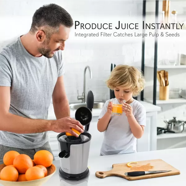 imageStainless Steel Electric Juicer Machine  160W Power Juice Press Citrus Juicer ampamp Squeezer Masticating Machine  Easy to Clean  Includes Handle ampamp Cone for Maximum Juice Masticating ampamp Extraction