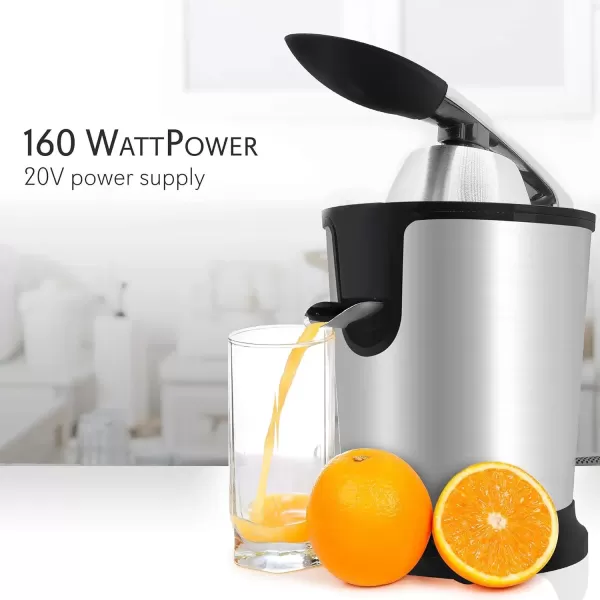imageStainless Steel Electric Juicer Machine  160W Power Juice Press Citrus Juicer ampamp Squeezer Masticating Machine  Easy to Clean  Includes Handle ampamp Cone for Maximum Juice Masticating ampamp Extraction