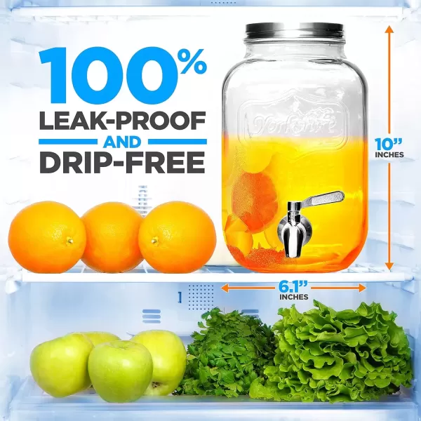 imageNutriChef 1 Gallon Drink Dispenser Stainless Steel Spigot Glass Beverage Dispenser Airtight Design Includes Ice Infuser Perfect for Parties Weddings Lemonade Easy to Clean Handwash Safe1 Gallon