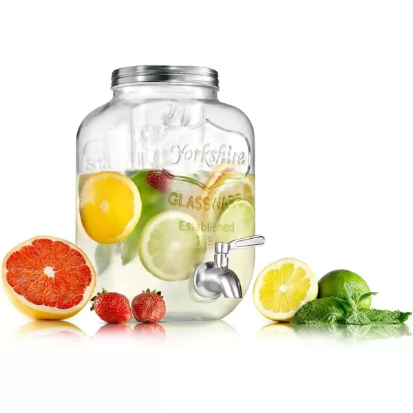 imageNutriChef 1 Gallon Drink Dispenser Stainless Steel Spigot Glass Beverage Dispenser Airtight Design Includes Ice Infuser Perfect for Parties Weddings Lemonade Easy to Clean Handwash Safe1 Gallon
