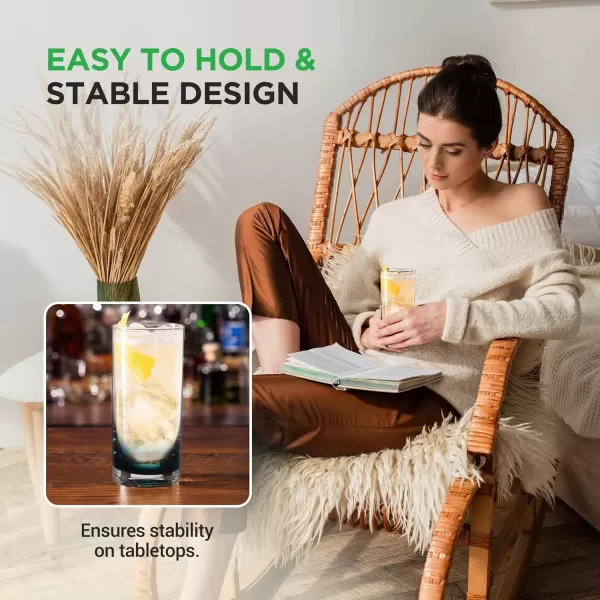 imageNutriChef 125oz Highball Drinking Glasses  Set of 4 Heavy Base Tall Tumbler Clear Glassware for Water Wine Beer Liquor Gin Cocktail Whiskey Juice Iced Coffee Mixed Drinks Dishwasher Safe2 Count Pack of 1