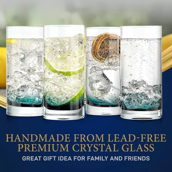 imageNutriChef 125oz Highball Drinking Glasses  Set of 4 Heavy Base Tall Tumbler Clear Glassware for Water Wine Beer Liquor Gin Cocktail Whiskey Juice Iced Coffee Mixed Drinks Dishwasher Safe4 Count Pack of 1