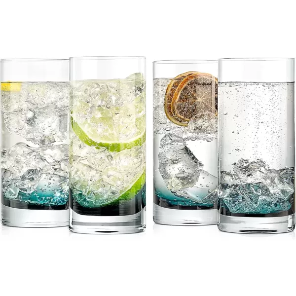 imageNutriChef 125oz Highball Drinking Glasses  Set of 4 Heavy Base Tall Tumbler Clear Glassware for Water Wine Beer Liquor Gin Cocktail Whiskey Juice Iced Coffee Mixed Drinks Dishwasher Safe4 Count Pack of 1