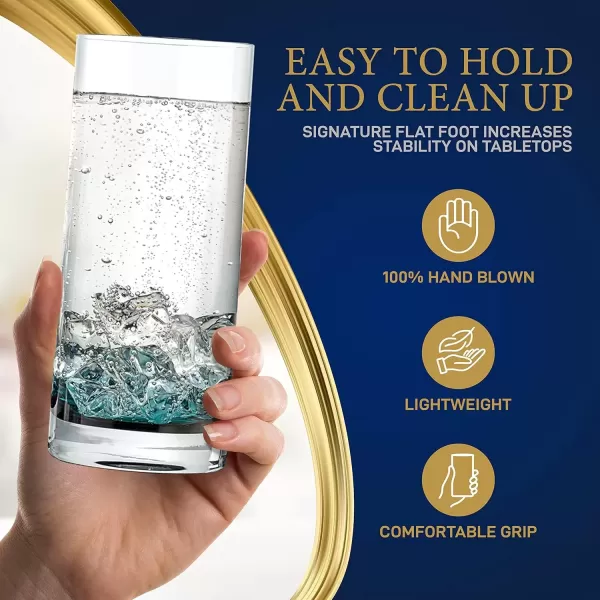 imageNutriChef 125oz Highball Drinking Glasses  Set of 4 Heavy Base Tall Tumbler Clear Glassware for Water Wine Beer Liquor Gin Cocktail Whiskey Juice Iced Coffee Mixed Drinks Dishwasher Safe4 Count Pack of 1