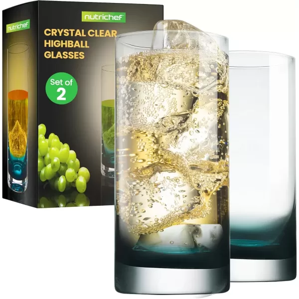 imageNutriChef 125oz Highball Drinking Glasses  Set of 4 Heavy Base Tall Tumbler Clear Glassware for Water Wine Beer Liquor Gin Cocktail Whiskey Juice Iced Coffee Mixed Drinks Dishwasher Safe2 Count Pack of 1