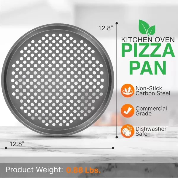 imageNutriChef 128 Inch Nonstick Pizza Pan for Oven  Carbon Steel Pizza Baking Tray with Airflow Holes  Premium Bakeware for Fresh ampamp Frozen Pizza Dishwasher Safe  GrayGray