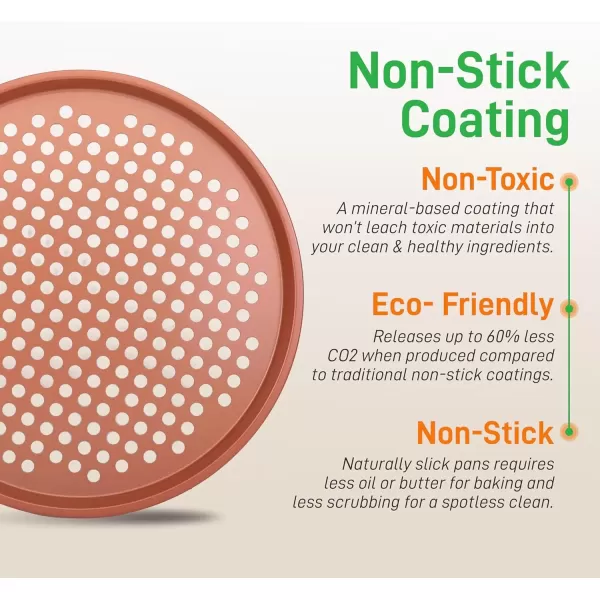 imageNutriChef 128 Inch Nonstick Pizza Pan for Oven  Carbon Steel Pizza Baking Tray with Airflow Holes  Premium Bakeware for Fresh ampamp Frozen Pizza Dishwasher Safe  GrayCopper