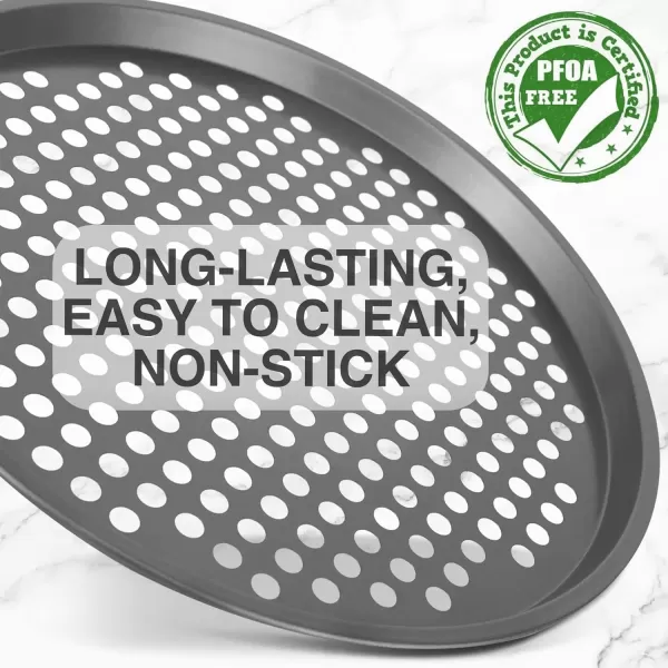 imageNutriChef 128 Inch Nonstick Pizza Pan for Oven  Carbon Steel Pizza Baking Tray with Airflow Holes  Premium Bakeware for Fresh ampamp Frozen Pizza Dishwasher Safe  GrayGray