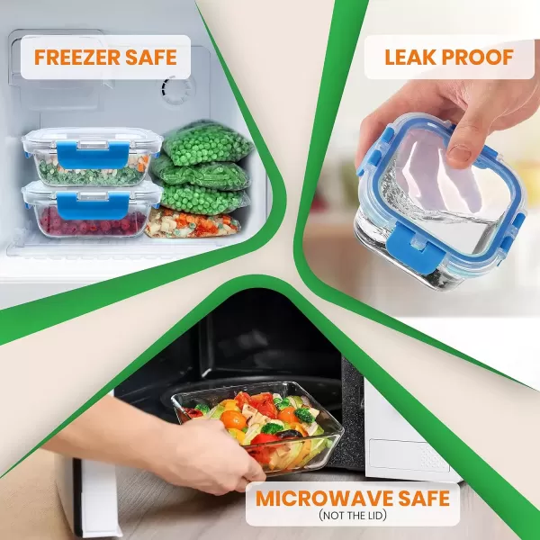 imageNutriChef 12Piece Glass Food Storage Containers with Lids  Stackable Heavy Duty Meal Prep Containers wAirtight Lids  Microwave Freezer ampamp Dishwasher Safe for Food Snacks Fruit ampamp More BlueBlue