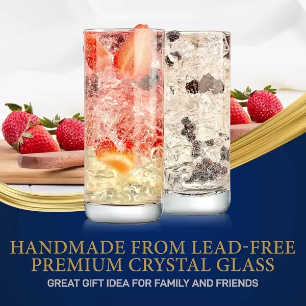 imageNutriChef 142oz Highball Drinking Glasses  Set of 2 Heavy Base Tall Tumbler Clear Glassware for Water Wine Beer Liquor Gin Cocktail Whiskey Juice Iced Coffee Mixed Drinks Dishwasher Safe2 pack