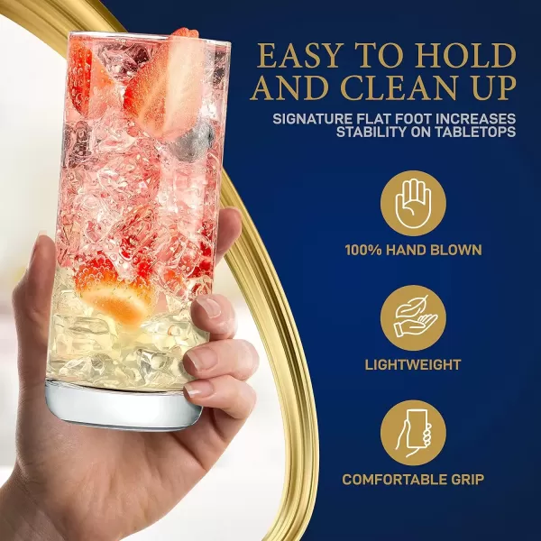 imageNutriChef 142oz Highball Drinking Glasses  Set of 2 Heavy Base Tall Tumbler Clear Glassware for Water Wine Beer Liquor Gin Cocktail Whiskey Juice Iced Coffee Mixed Drinks Dishwasher Safe4 pack