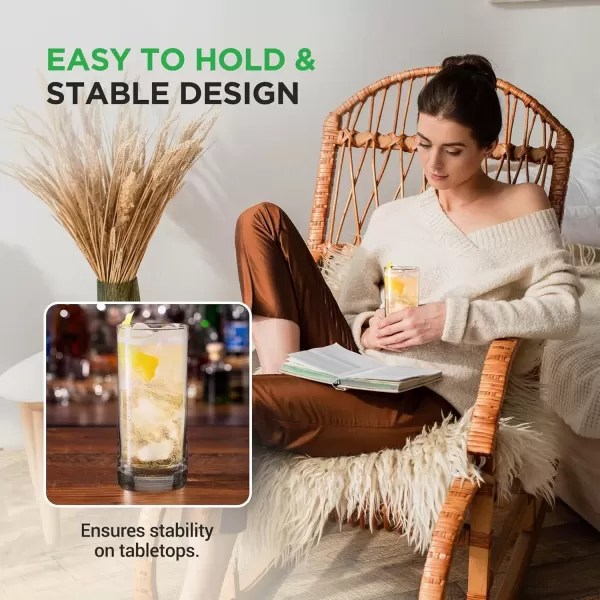 imageNutriChef 142oz Highball Drinking Glasses  Set of 2 Heavy Base Tall Tumbler Clear Glassware for Water Wine Beer Liquor Gin Cocktail Whiskey Juice Iced Coffee Mixed Drinks Dishwasher Safe2 Count Pack of 1