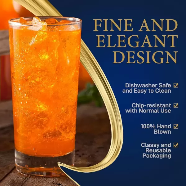 imageNutriChef 142oz Highball Drinking Glasses  Set of 2 Heavy Base Tall Tumbler Clear Glassware for Water Wine Beer Liquor Gin Cocktail Whiskey Juice Iced Coffee Mixed Drinks Dishwasher Safe4 pack