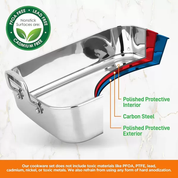 imageNutriChef 14Inch Stainless Steel Oven Roasting Pan with Polished Wire Rack  Kitchen Roaster Tray w BuiltIn Handles  Heavy Duty Bakeware for Turkey Chicken Meats ampamp More  NCTURKSS26With Rack Handles