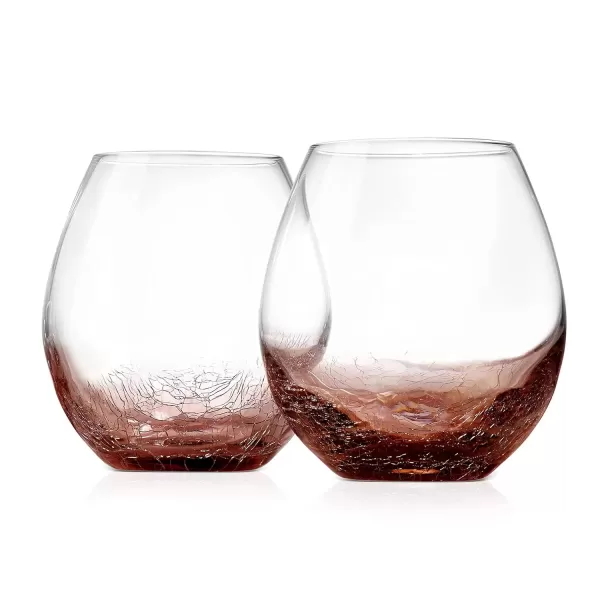 imageNutriChef 19 Ounce Stemless Wine Glasses For Red or White Wine Set of 4 For Party And Gifting Clear LeadFree and Ice Crack Design2 pack