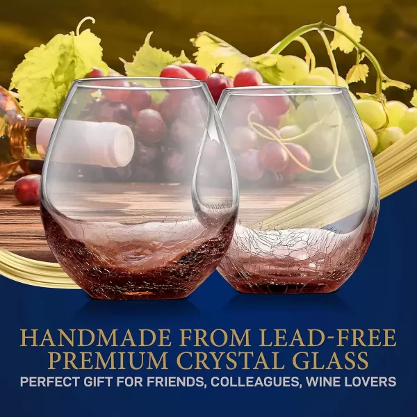 imageNutriChef 19 Ounce Stemless Wine Glasses For Red or White Wine Set of 4 For Party And Gifting Clear LeadFree and Ice Crack Design2 pack