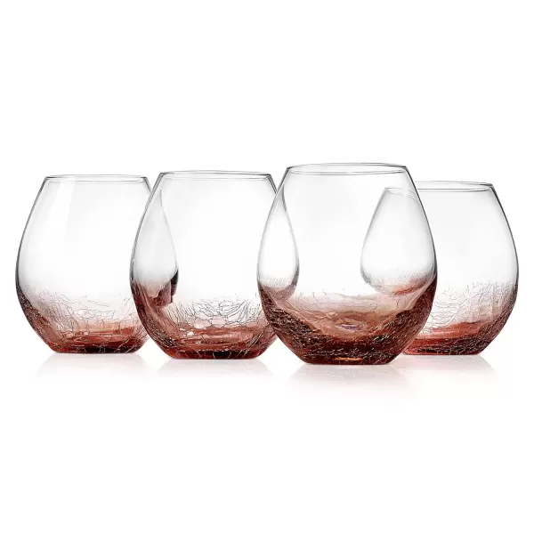 imageNutriChef 19 Ounce Stemless Wine Glasses For Red or White Wine Set of 4 For Party And Gifting Clear LeadFree and Ice Crack Design4 pack