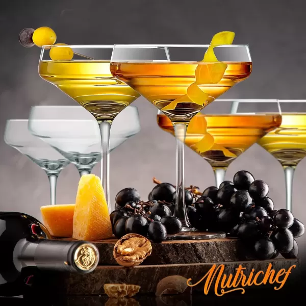 imageNutriChef 2 Sets of Crystal Martini GlassUltra ClearElegant Crystal Clear Wine Glass Pair100 Hand BlownDishwasher SafeGreat For DinnerPartiesWeddingAnd ELEGANT Occasions6 pack