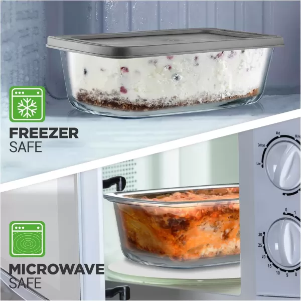 imageNutriChef 3Piece Glass Loaf Pan Set  19 QT Premium Stackable Food Containers w Airtight Locking Lid  Oven Microwave ampamp Dishwasher Safe  62oz Bread Pan Dish Clear Glass2 Piece Set