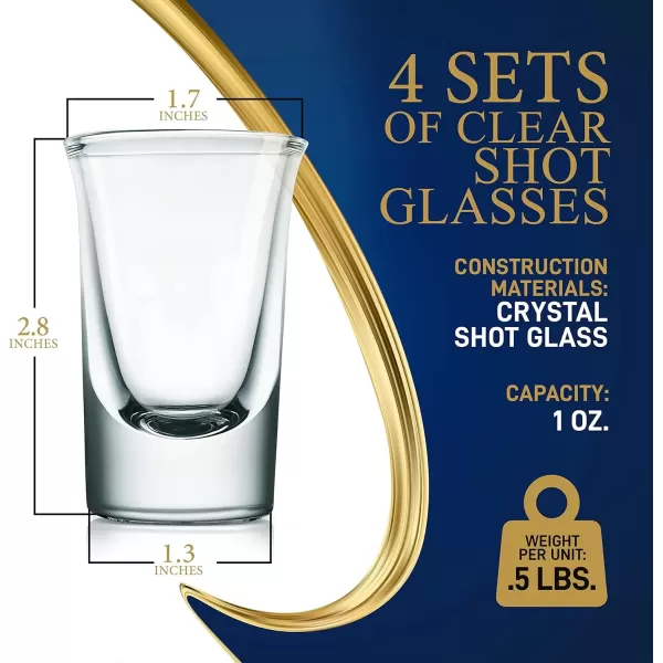 imageNutriChef 4 Pack Clear Shot Glasses  1 Oz Elegant Round Shot glass Set of 4  Stable Base Thermal Shock Resistant  For HotCold Drink Whiskey Vodka Tequila Shots Cordial Espresso4pack