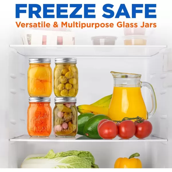 imageNutriChef 4Pack 16 oz Mason Jars with Lids  Thick Glass Canning Jars with Stainless Steel Lids  Ideal for DIY Spices Meal Prep Overnight Oats Jelly Jam Honey Candles Crafts ampamp More2 Pack