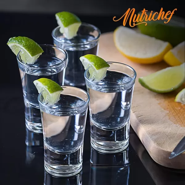 imageNutriChef 4Pack Clear Shot Glasses  Heavy Stable Base with Thick Glass  For Hot ampamp Cold Drinks Whiskey Vodka Tequila Cordial Spirits Liquors ampamp Espressos  Small Bulk 1 Ounce Shotglass4 pack