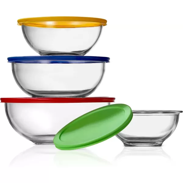 imageNutriChef 4Piece Glass Mixing Bowls with Lids Set  Premium Large Nesting Salad Bowls Space Saving Stackable Design  Dishwasher Freezer ampamp Microwave Safe 1Qt 16Qt 25Qt ampamp 37Qt