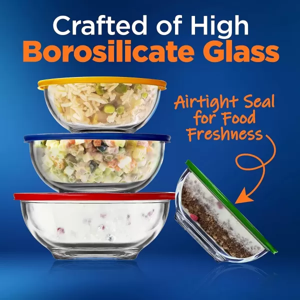 imageNutriChef 4Piece Glass Mixing Bowls with Lids Set  Premium Large Nesting Salad Bowls Space Saving Stackable Design  Dishwasher Freezer ampamp Microwave Safe 1Qt 16Qt 25Qt ampamp 37Qt