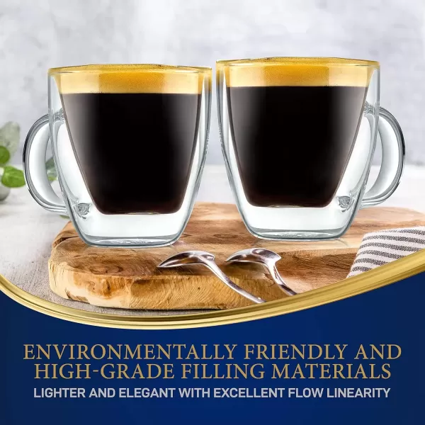 imageNutriChef 52 Oz Espresso Cups Set Of 2 Double Walled Glass Coffee Mugs For Hot And Cold Drinks Insulated Glass Coffee Mugs With Handle4 pack