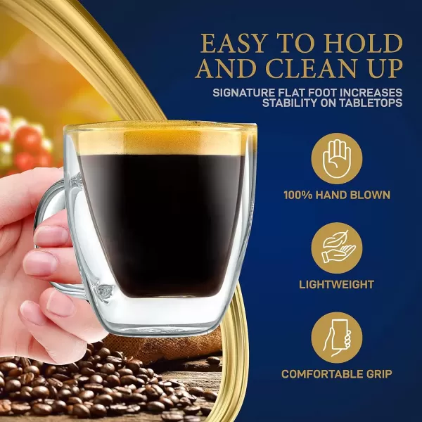 imageNutriChef 52 Oz Espresso Cups Set Of 2 Double Walled Glass Coffee Mugs For Hot And Cold Drinks Insulated Glass Coffee Mugs With Handle4 pack