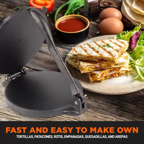 imageNutriChef 8 Cast Iron Tortilla Press  Durable HeavyDuty Construction Ideal for Tortillas Patacones Tostones Plantain Press