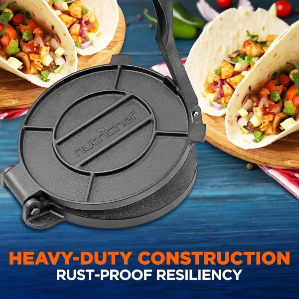 imageNutriChef 8 Cast Iron Tortilla Press  Durable HeavyDuty Construction Ideal for Tortillas Patacones Tostones Plantain Press