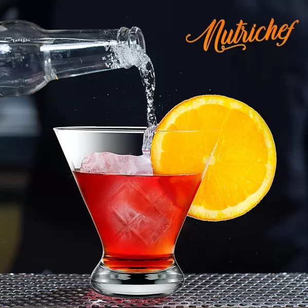 imageNutriChef 84oz Clear Martini Glasses 4 set of Heavy Base Hand Blown Elegant Stemless Cocktail Glassware for Whiskey Scotch Wine Liquor Gin and Mixed Drinks Dishwasher Safe2 pack