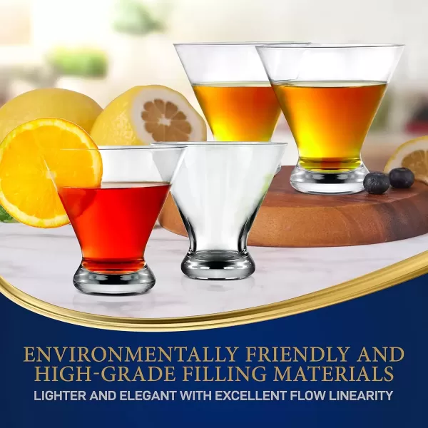 imageNutriChef 84oz Clear Martini Glasses 4 set of Heavy Base Hand Blown Elegant Stemless Cocktail Glassware for Whiskey Scotch Wine Liquor Gin and Mixed Drinks Dishwasher Safe4 pack